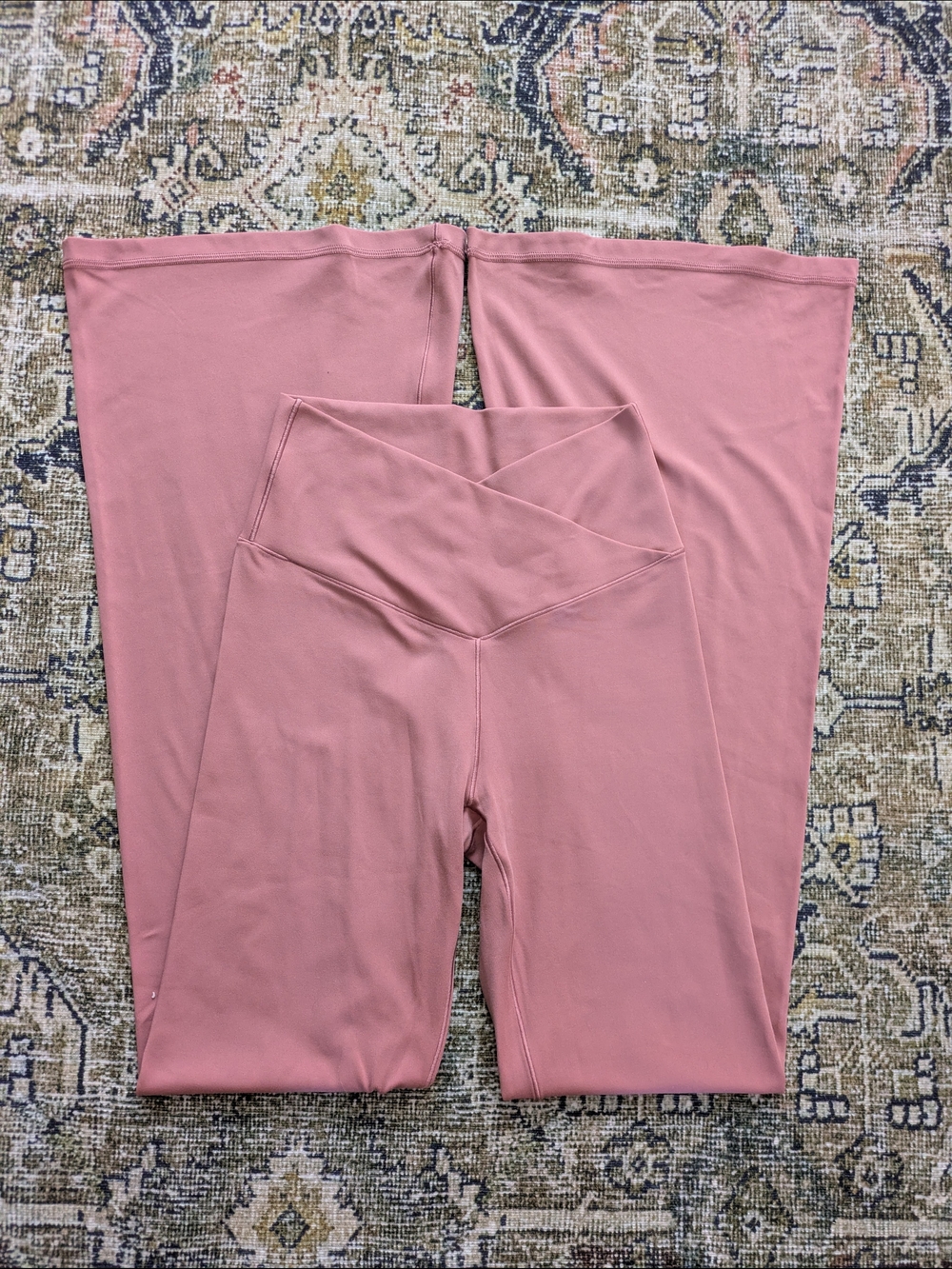 aerie Pink High-Waist Flare Leggings with Crossover Waistband